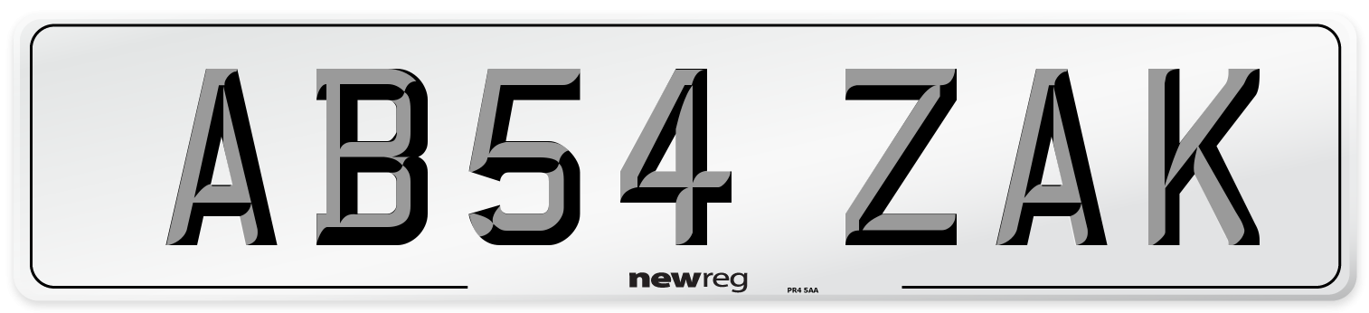 AB54 ZAK Number Plate from New Reg
